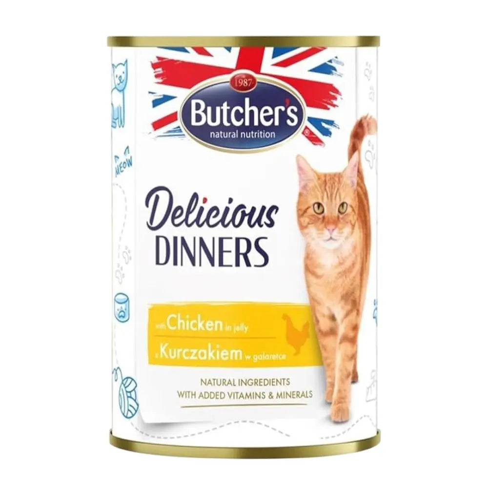Butcher's Delicious Dinners Cat with chicken chunks in Jelly 400g Butcher's