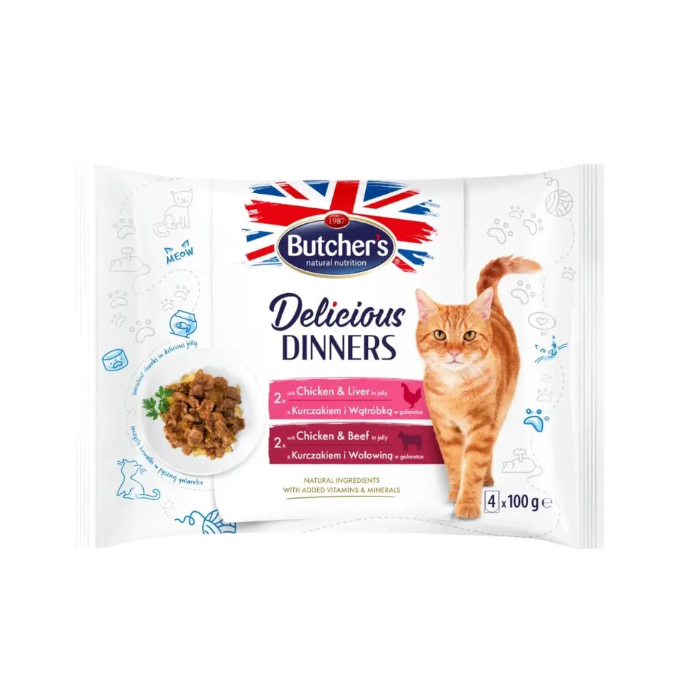 Butcher's Delicious Dinners chicken and liver/chicken and beef 4x100g Butcher's