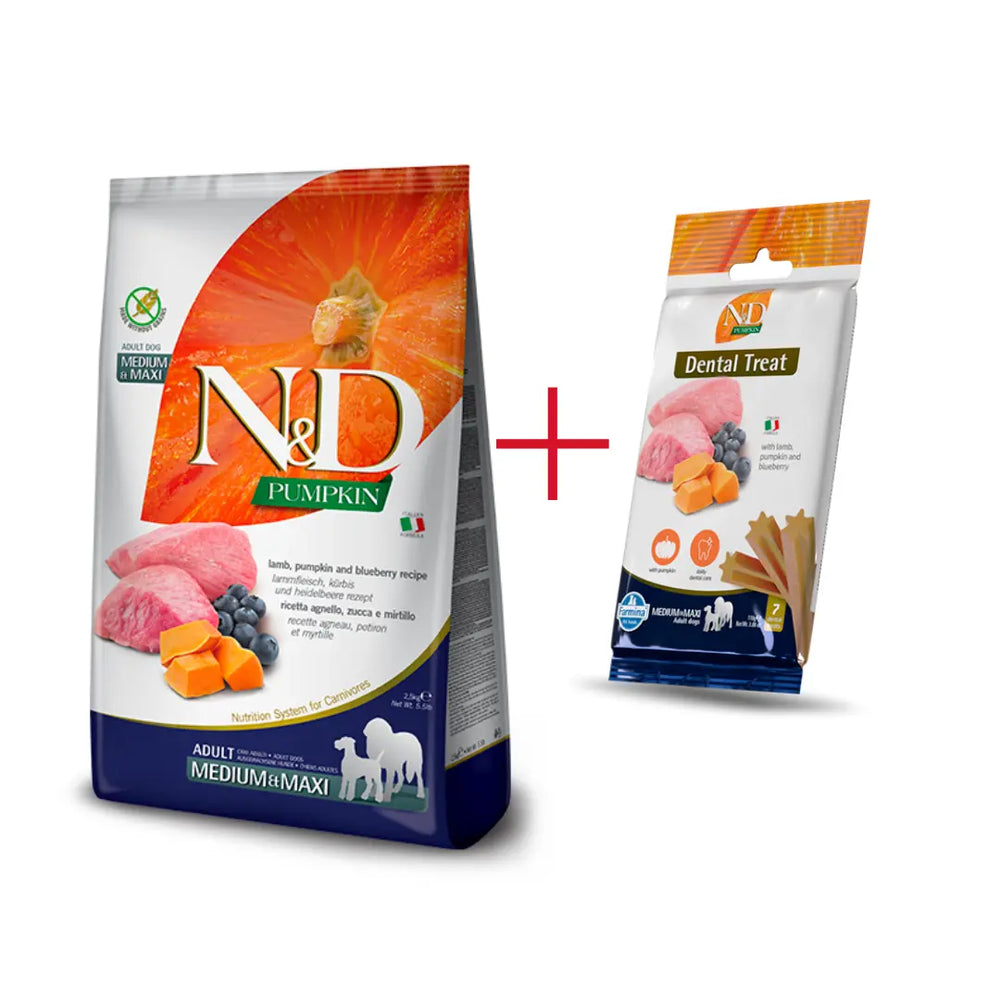 Pacchetto N&D Pumpkin, Agnello e Mirtillo Medium/Maxi Respet