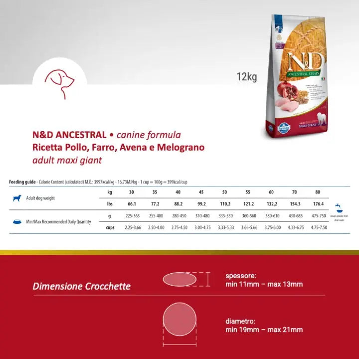 N&D Ancestral pollo e melograno cane adult maxi giant Farmina