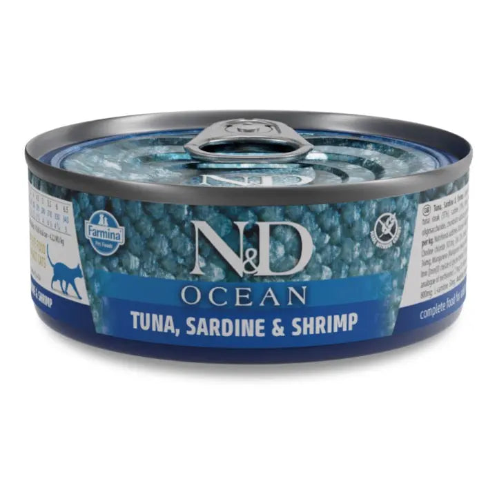 Umido N&D Ocean Tonno, Sardine e Gamberetti Farmina