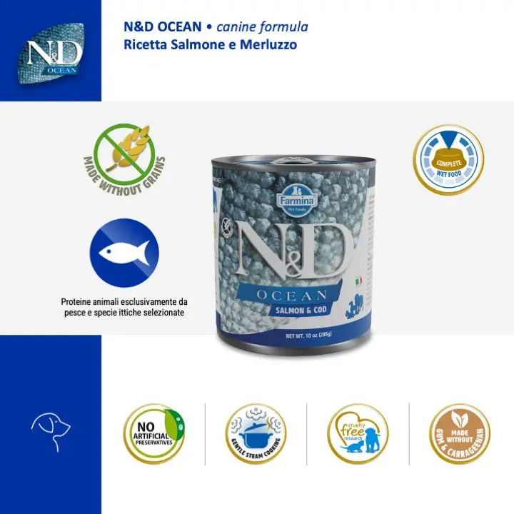 Umido N&D ocean Salmone & Merluzzo Farmina