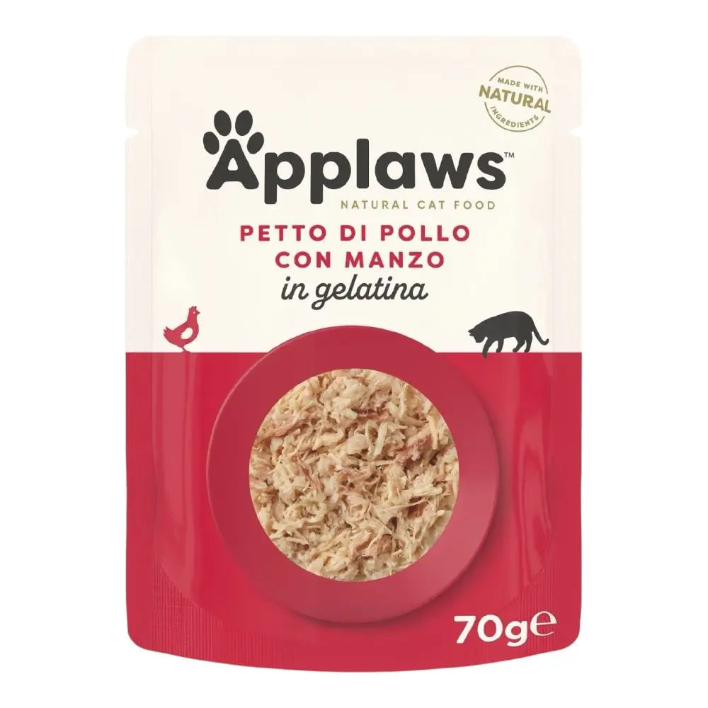 Applaws Gatto buste Petto di Pollo con Manzo in gelatina 16x70g Applaws Italia