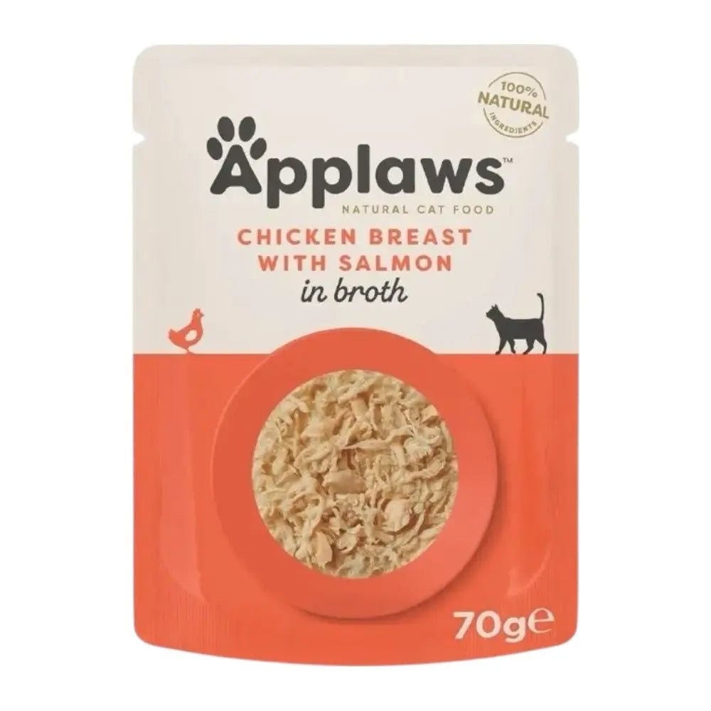 Applaws Gatto buste Pollo con Salmone in brodo 12x70g Applaws