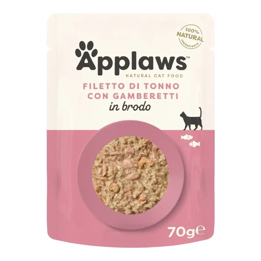 Applaws Gatto buste Tonno e Gamberetti in brodo 12 x 70 g Applaws Italia