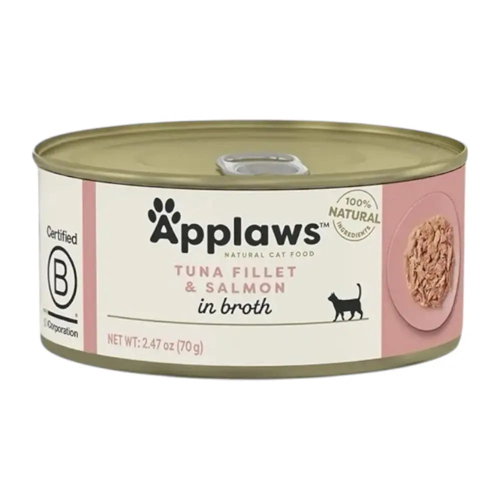 Applaws Gatto lattine Filetto di Tonno con Salmone in brodo 24x70g Applaws