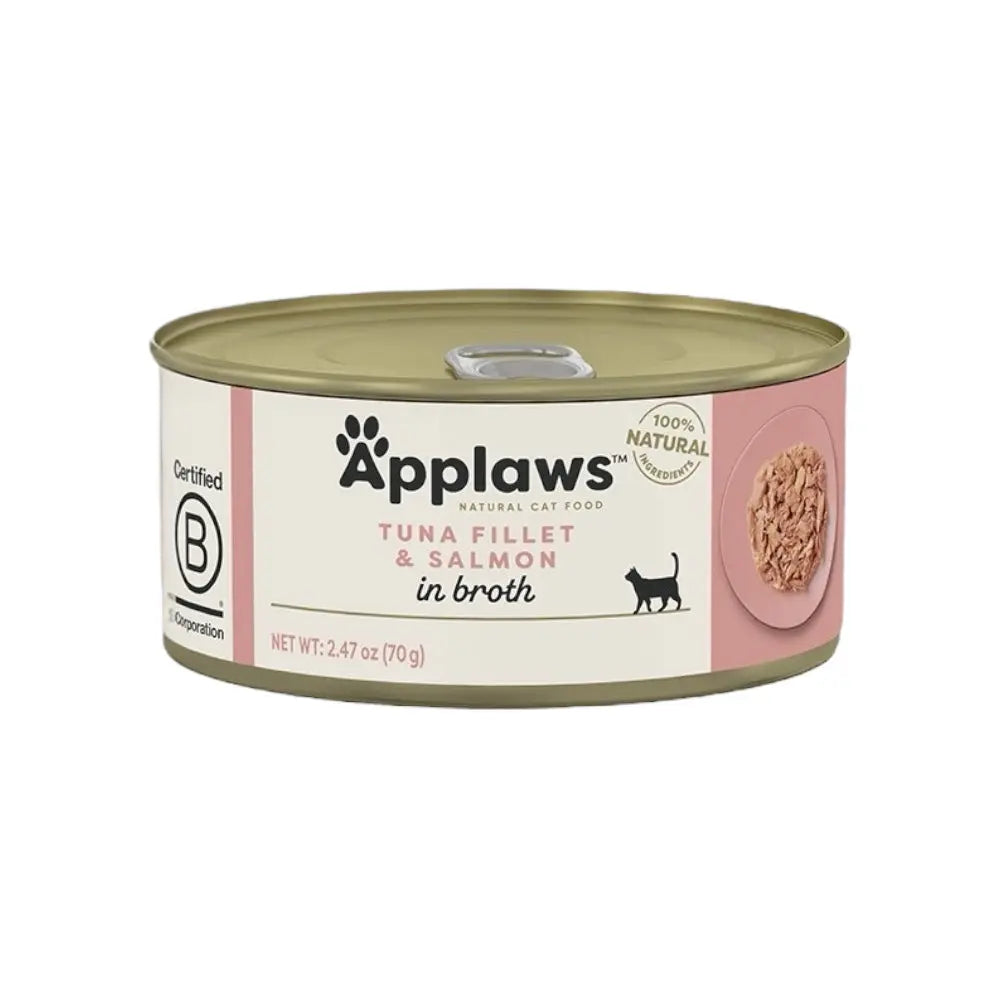 Applaws Gatto lattine Filetto di Tonno con Salmone in brodo 24x70g Applaws Italia