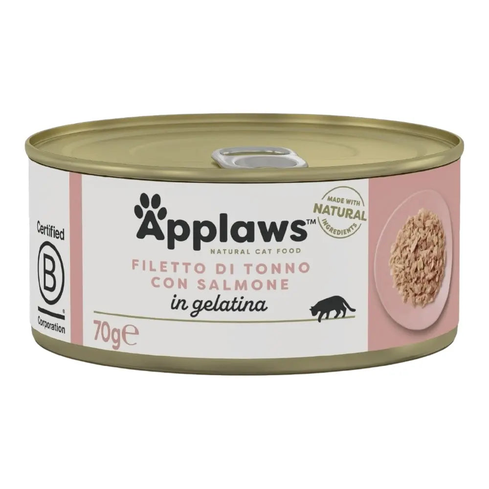Applaws Gatto lattine Filetto di Tonno con Salmone in gelatina 24x70g Applaws Italia