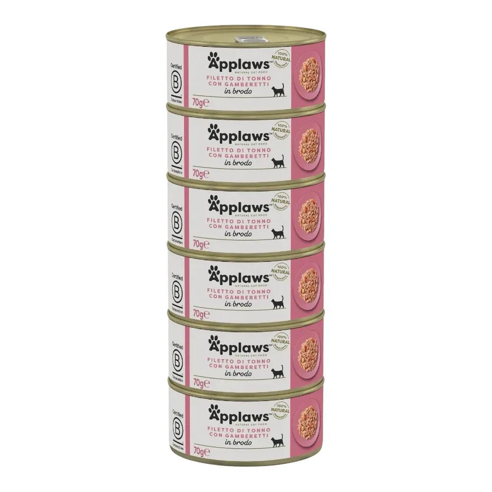 Applaws Gatto lattine Filetto di Tonno e Gamberetti in brodo Applaws Italia