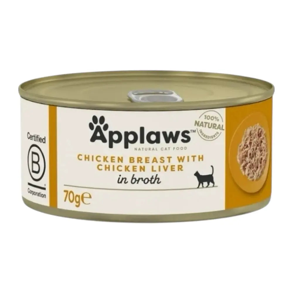 Applaws Gatto lattine Petto di Pollo con Fegato di Pollo in brodo 24x70g Applaws
