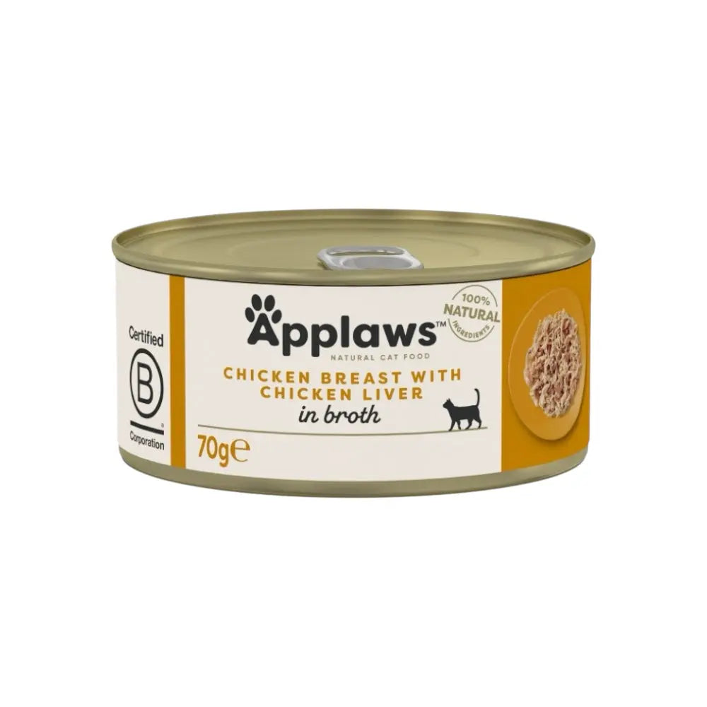 Applaws Gatto lattine Petto di Pollo con Fegato di Pollo in brodo 24x70g Applaws Italia
