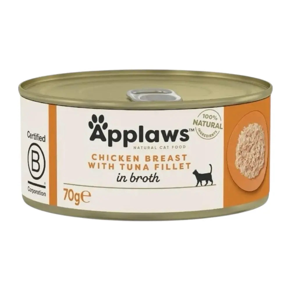 Applaws Gatto lattine Pollo con Tonno in brodo 24x70g Applaws