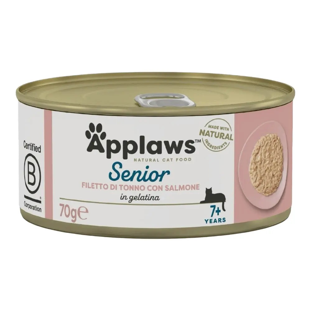 Applaws Gatto lattine Senior Tonno con Salmone in gelatina 24x70g Applaws Italia
