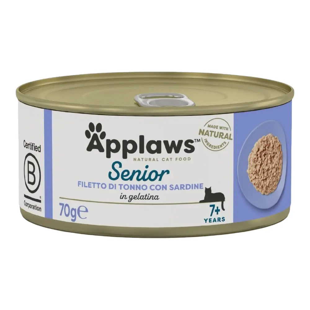 Applaws Gatto lattine Senior Tonno con Sardine in gelatina 24x70g Applaws Italia
