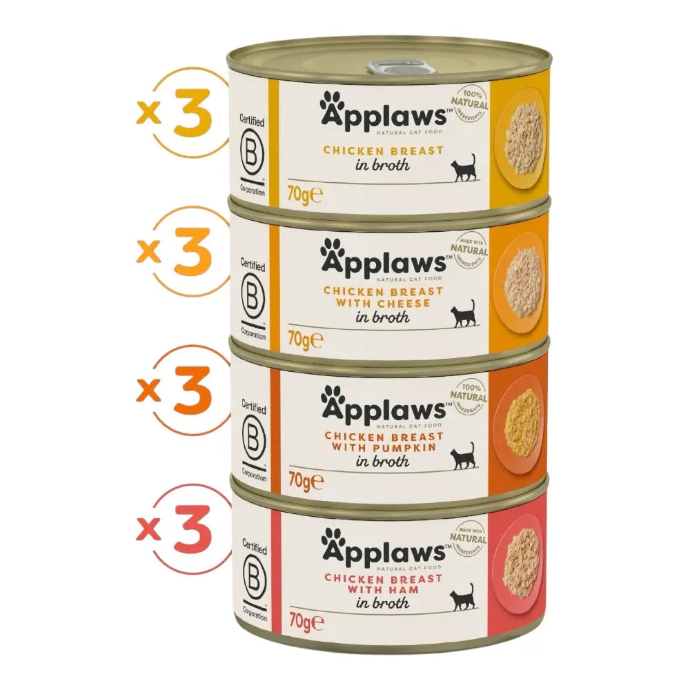 Applaws Multipack lattine Selezione Pollo in brodo 12 x 70 g Respet