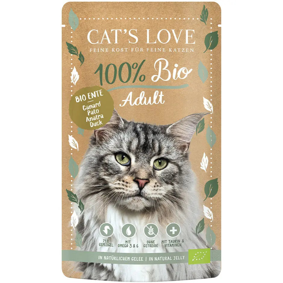 Cat's Love ADULT BIO Anatra, 71% anatra, senza cereali, alimento naturale per gatti Cat's Love