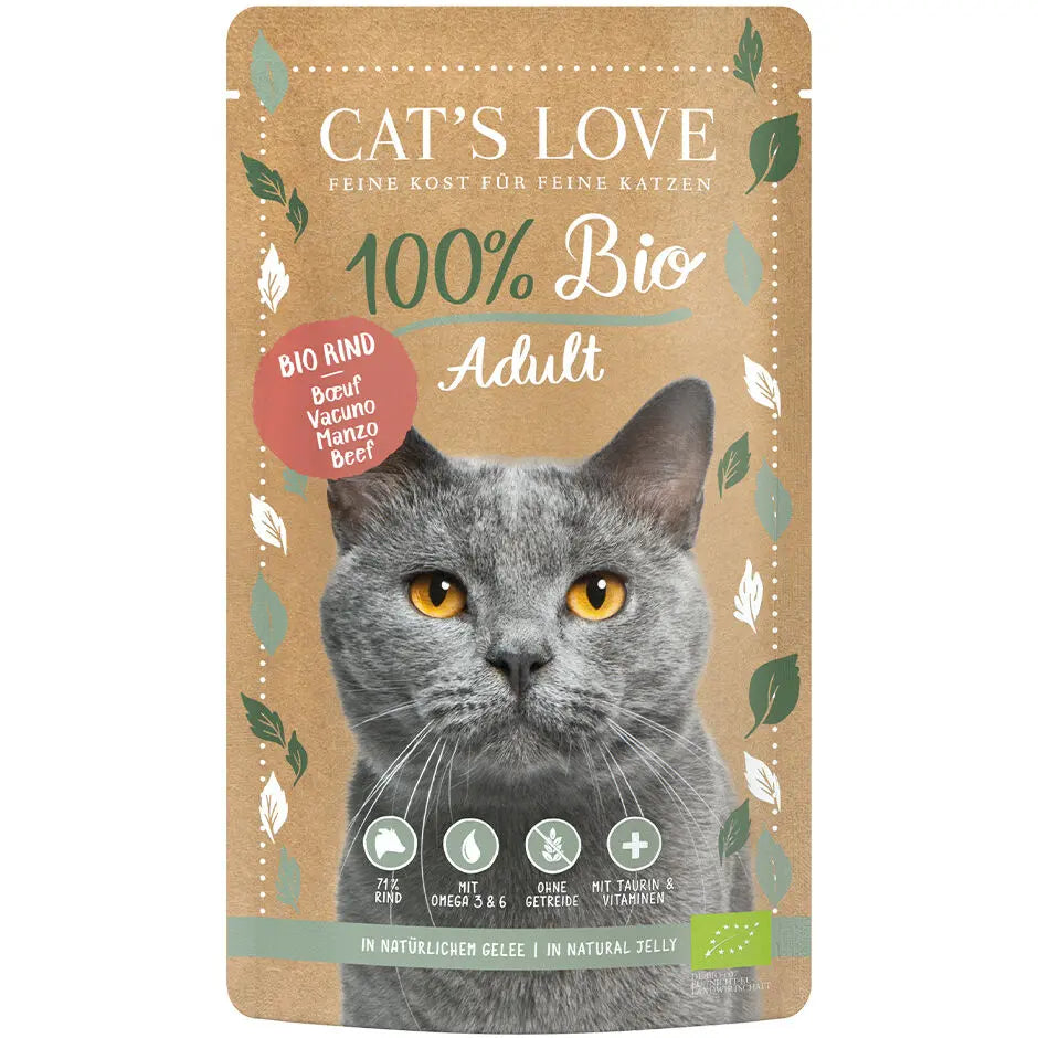Cat's Love ADULT BIO Manzo, 71% manzo, senza cereali, alimento naturale per gatti Cat's Love