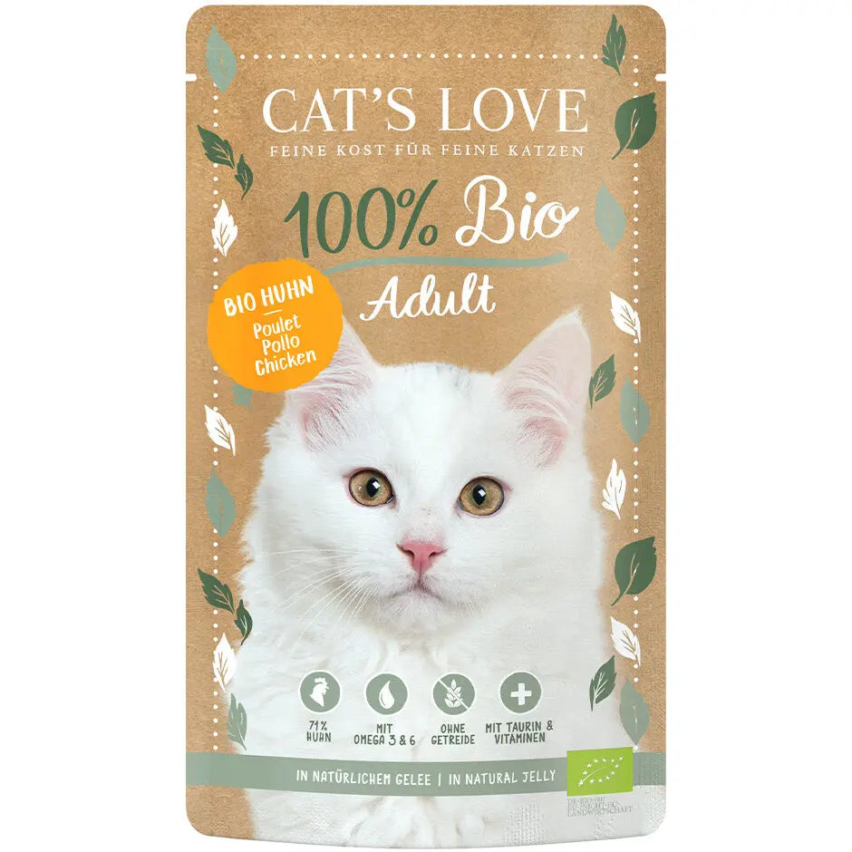 Cat's Love ADULT BIO Pollo, 71% pollo, senza cereali, alimento naturale per gatti Cat's Love
