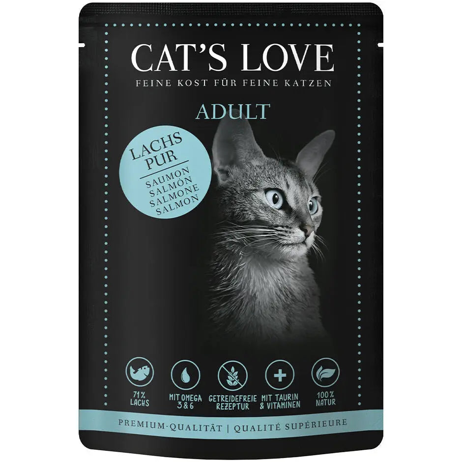 Cat's Love ADULT Salmone Puro, con olio di cartamo e prezzemolo, alimento naturale per gatti Cat's Love