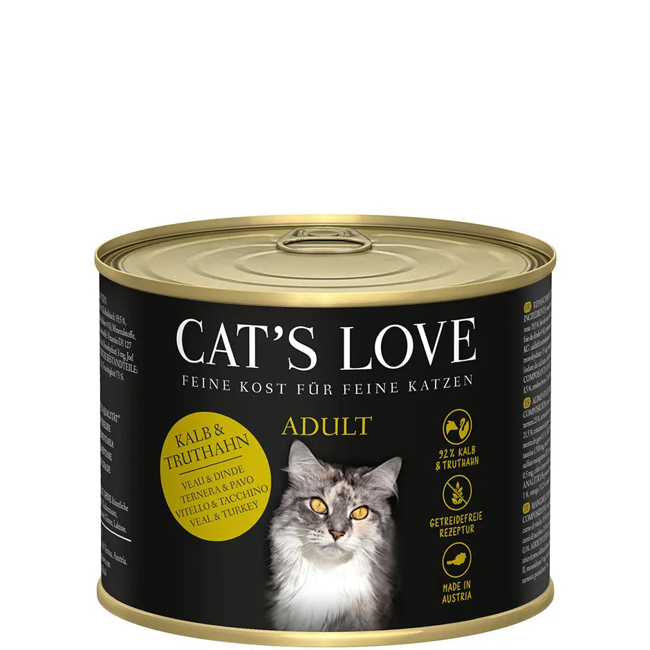 Cat's Love ADULT Vitello & Tacchino, con erba gatta, senza cereali, alimento naturale per gatti Cat's Love
