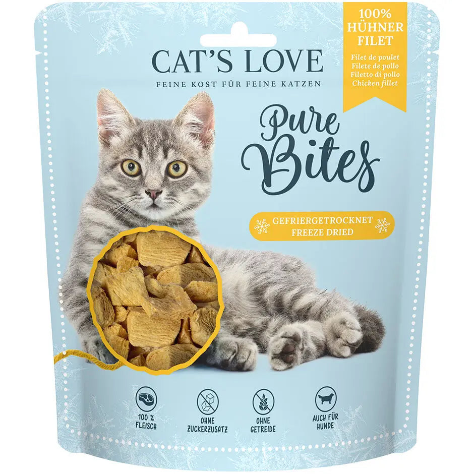 Cat's Love Filetti di Pollo, 100% filetti di pollo, liofilizzato, alimento naturale per gatti Cat's Love