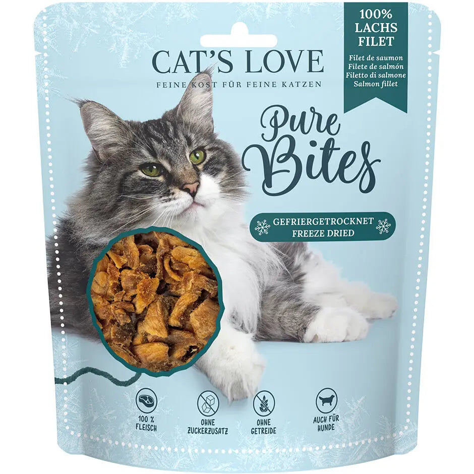 Cat's Love Filetto di Salmone, 100% filetti di salmone, liofilizzato, alimento naturale per gatti Cat's Love