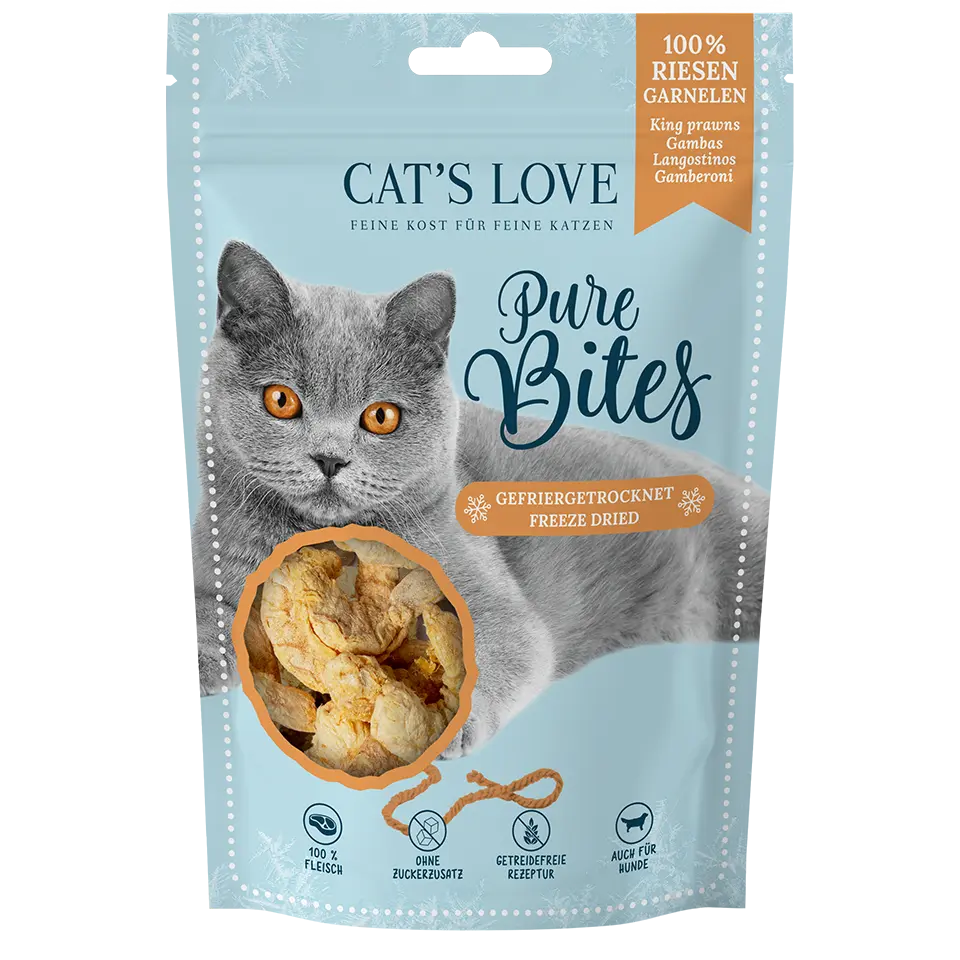 Cat's Love Gamberone, 100% gamberone, liofilizzato, alimento naturale per gatti Cat's Love