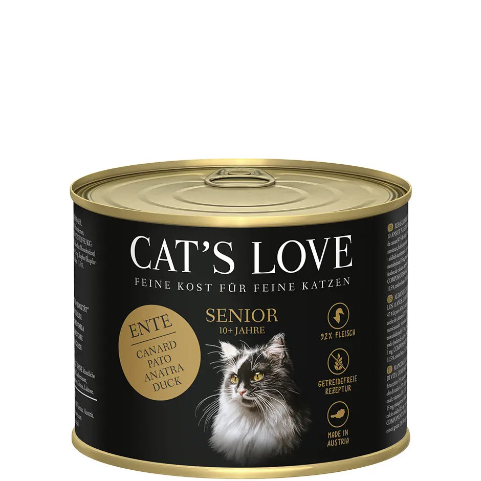 Cat's Love SENIOR Anatra, con olio di cartamo e levistico, alimento naturale per gatti Cat's Love