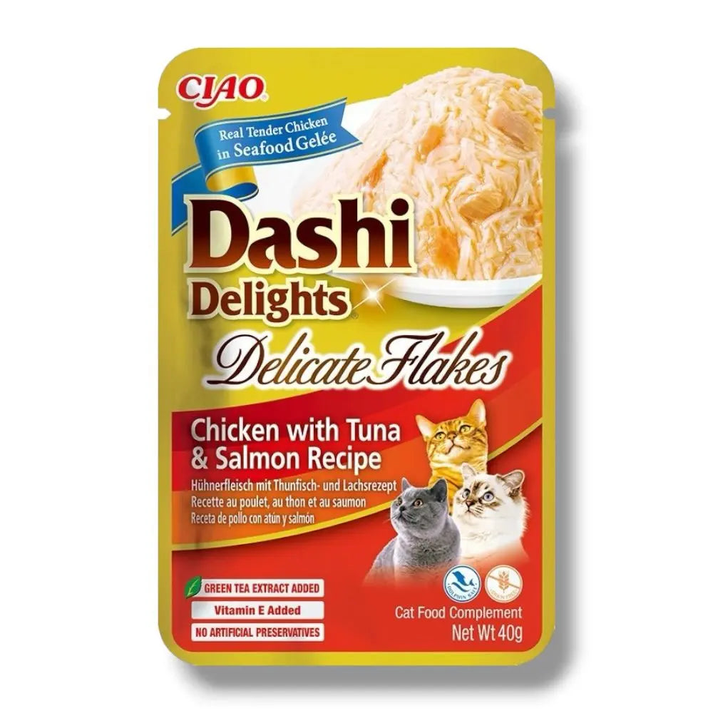 Dashi Delights Delicate Flakes Ricetta al pollo, tonno e salmone Inaba