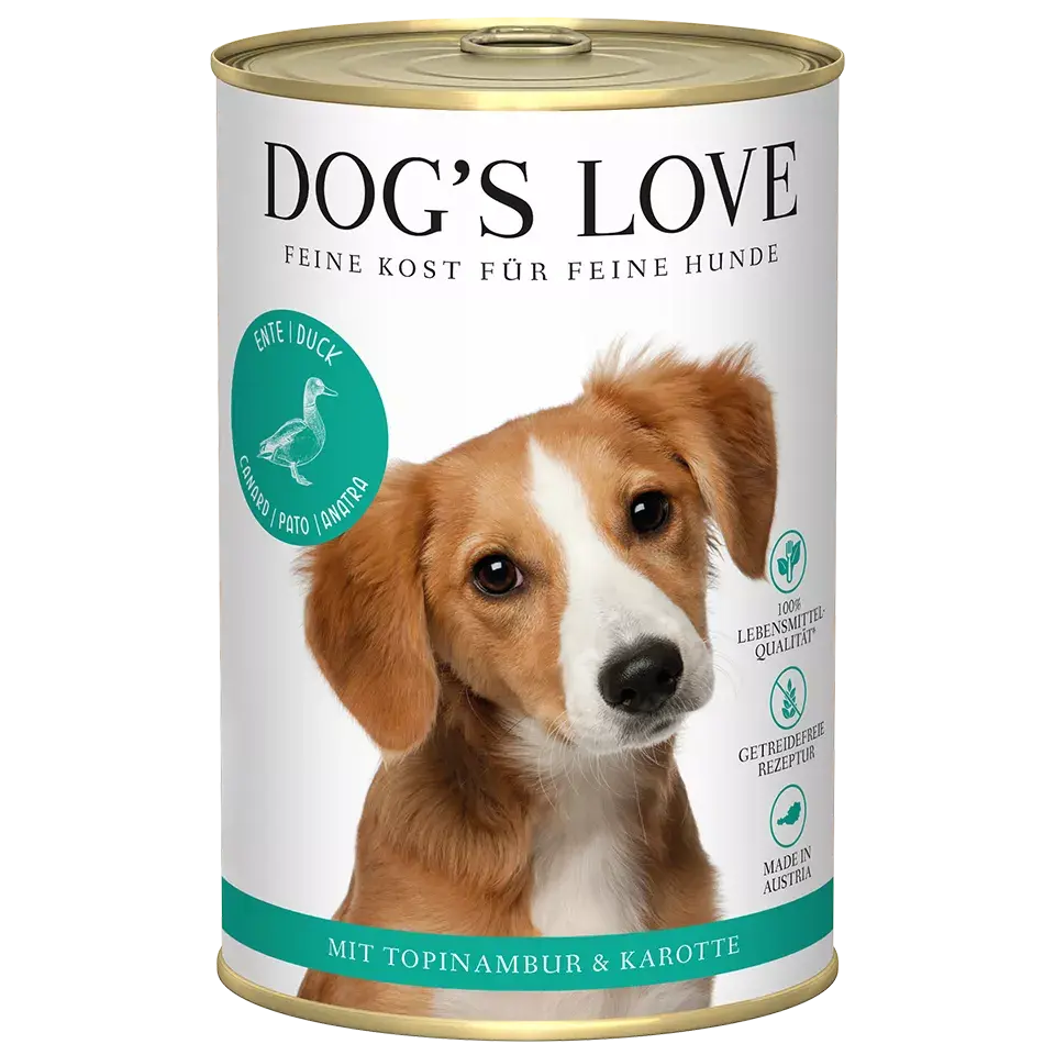Dog's Love ADULT Anatra, con topinambur e carote, alimento naturale per cani Dog's Love