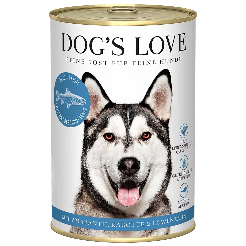 Dog's Love ADULT Pesce, con amaranto, carota e tarassaco, alimento naturale per cani Dog's Love