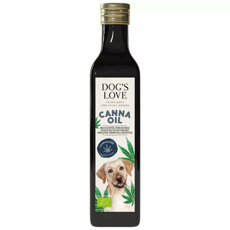 Dog's Love CANNA BIO Olio di canapa, Olio protettivo all'estratto di canapa (cura), alimento naturale per cani Dog's Love