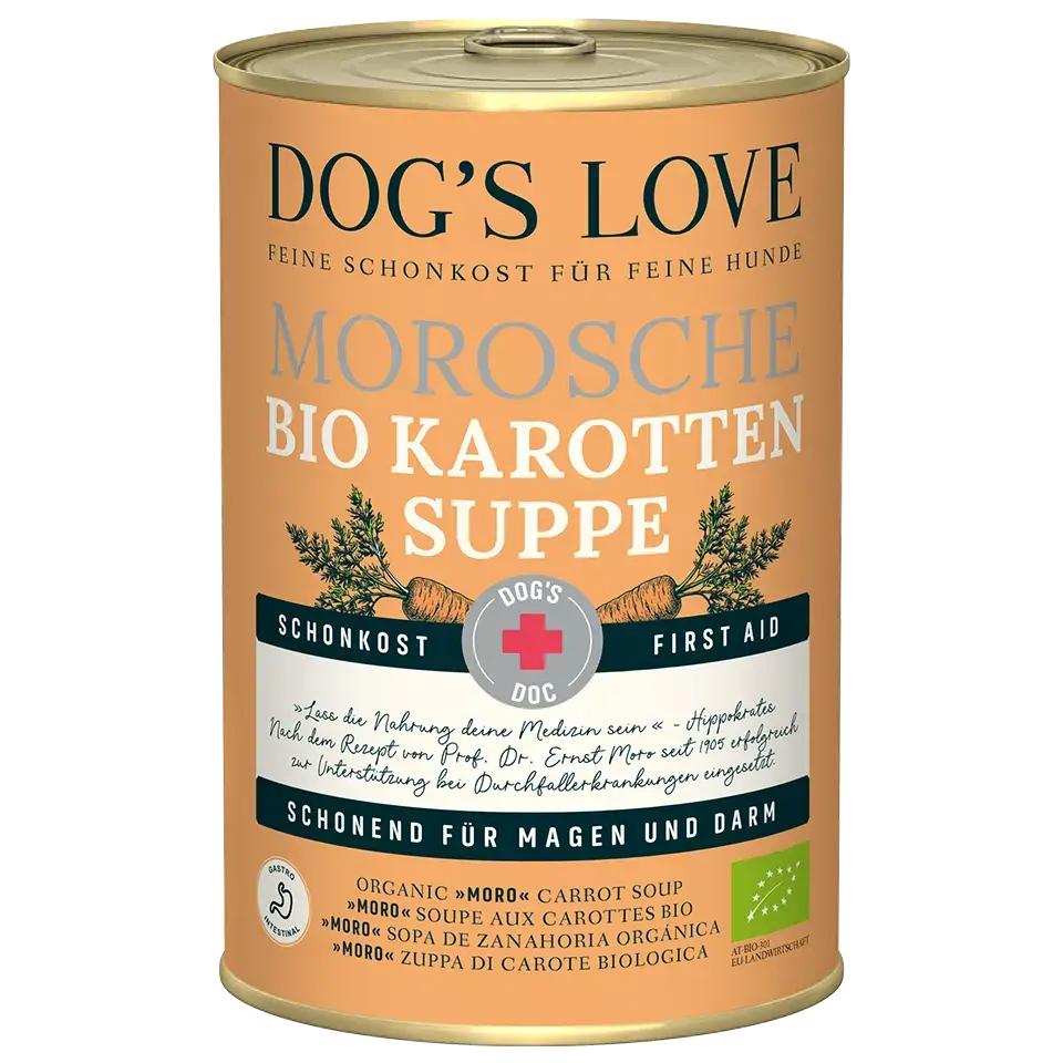 Dog's Love DOC BIO Zuppa die carote secondo moro, per lo stomaco e l'intestino, alimento naturale per cani Dog's Love