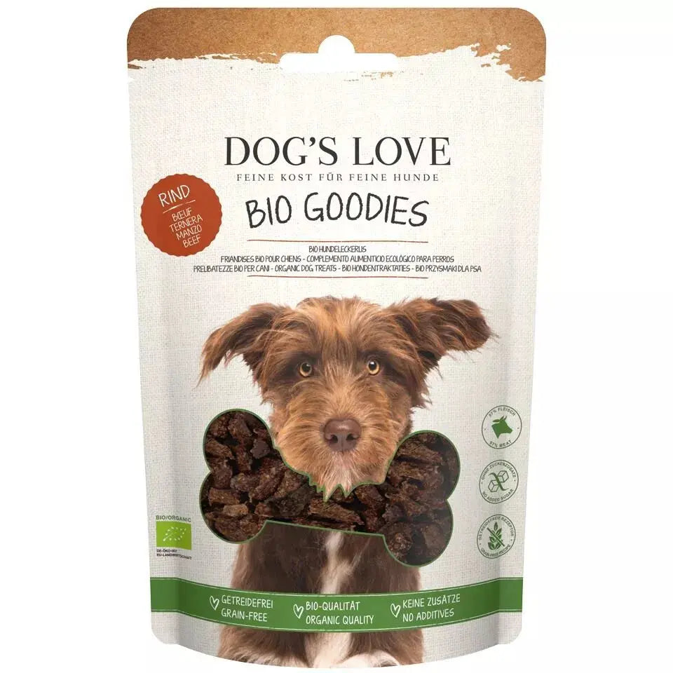 Dog's Love GOODIES BIO Manzo, 97% carne biologica, alimento naturale per cani Dog's Love
