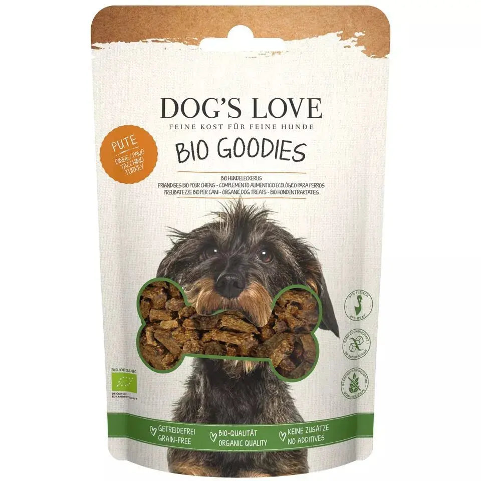 Dog's Love GOODIES BIO Tacchino, 97% di carne biologica, alimento naturale per cani Dog's Love
