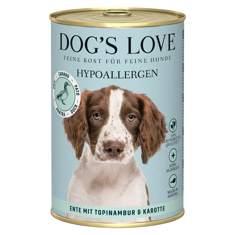 Dog's Love IPOALLERGENICO Anatra, con topinambur e carote, alimento naturale per cani Dog's Love