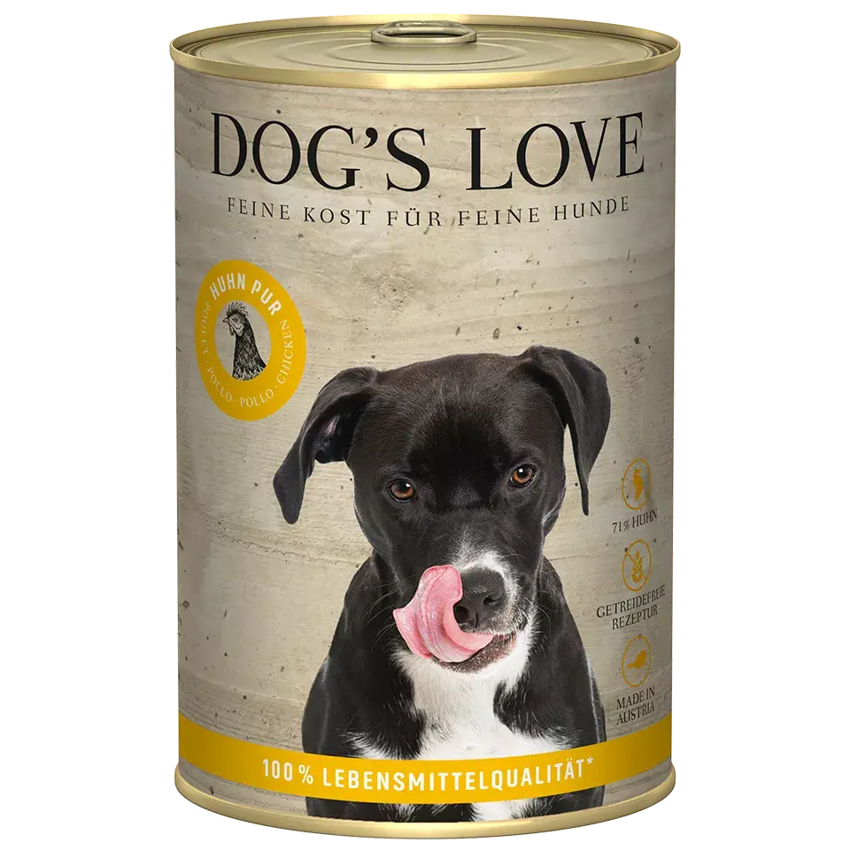 Dog's Love Pollo pure, Pura Carne, senza cereali, alimento naturale per cani Dog's Love