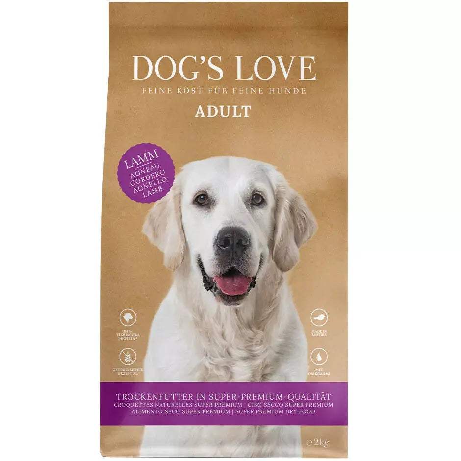 Dog's Love SECCO ADULT Agnello, con patate dolci e mele, alimento naturale per cani Dog's Love