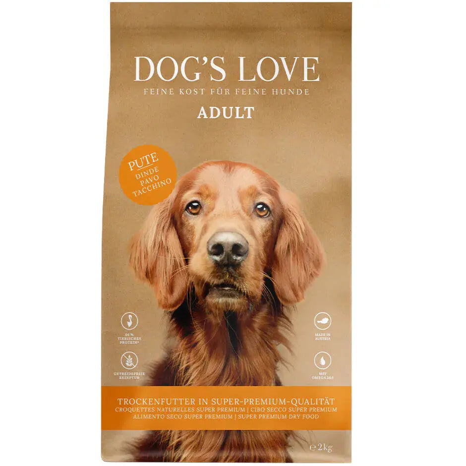Dog's Love SECCO ADULT Tacchino, con patate dolci e zucchine, alimento naturale per cani Dog's Love