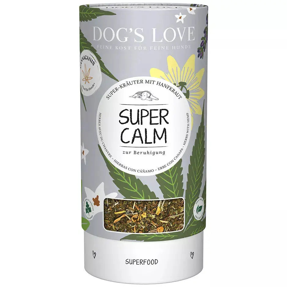 Dog's Love SUPER-CALM per aiutare a raggiungere, per la calma, con canapa, alimento naturale per cani Dog's Love