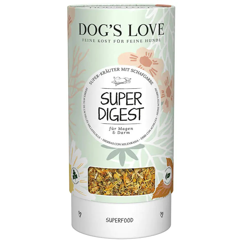 Dog's Love SUPER-DIGEST per lo stomaco e l'intestino, per stomaco e intestino, con achillea, alimento naturale per cani Dog's