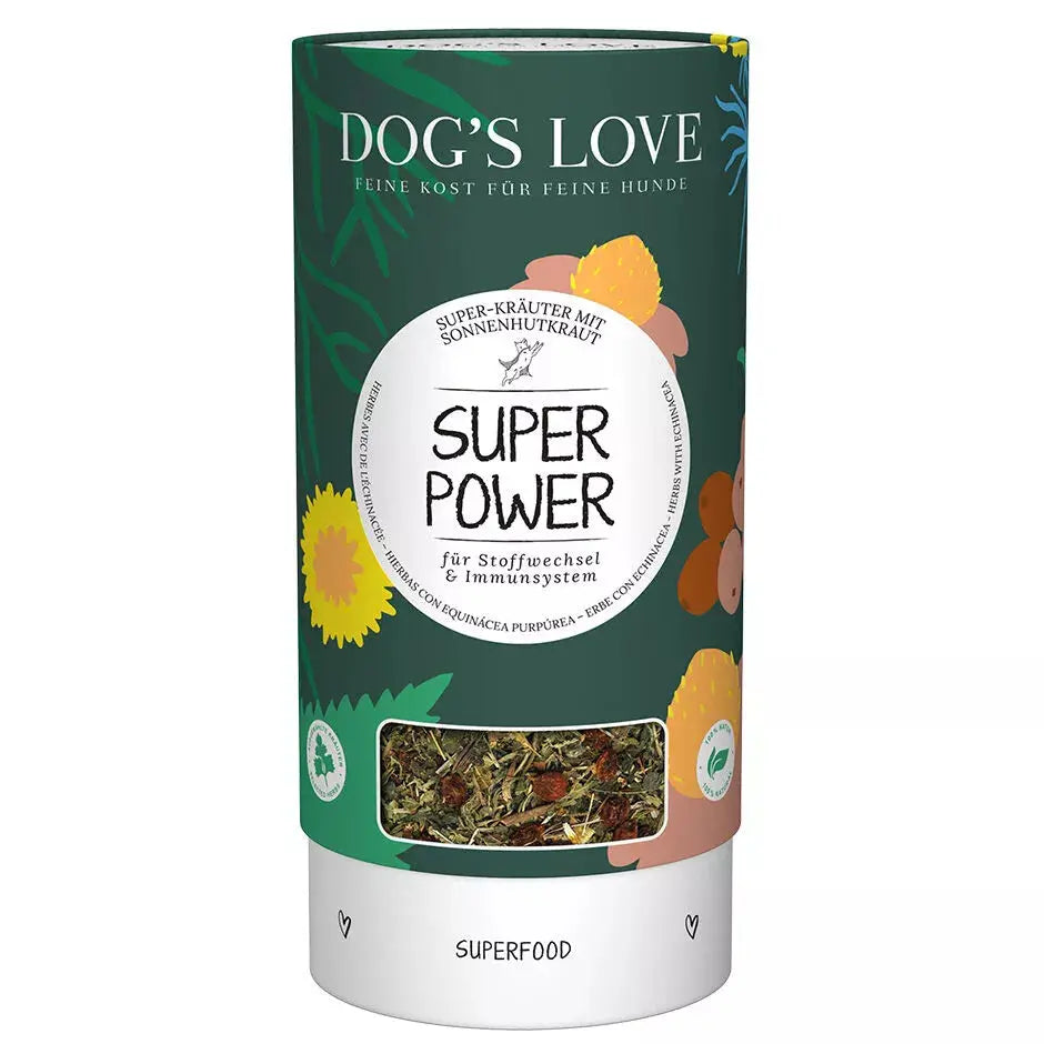 Dog's Love SUPER-POWER per il metabolismo e il sistema immunitario, per il metabolismo e il sistema immunitario, con echinace