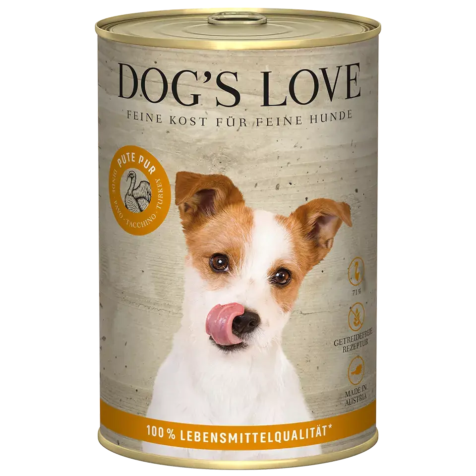 Dog's Love Tacchino pure, Pura Carne, senza cereali, alimento naturale per cani Dog's Love
