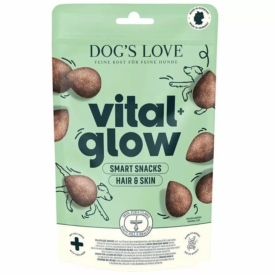 Dog's Love Vital+ Smart Snacks GLOW, Snack per la cura del cappotto/pelo, alimento naturale per cani Dog's Love