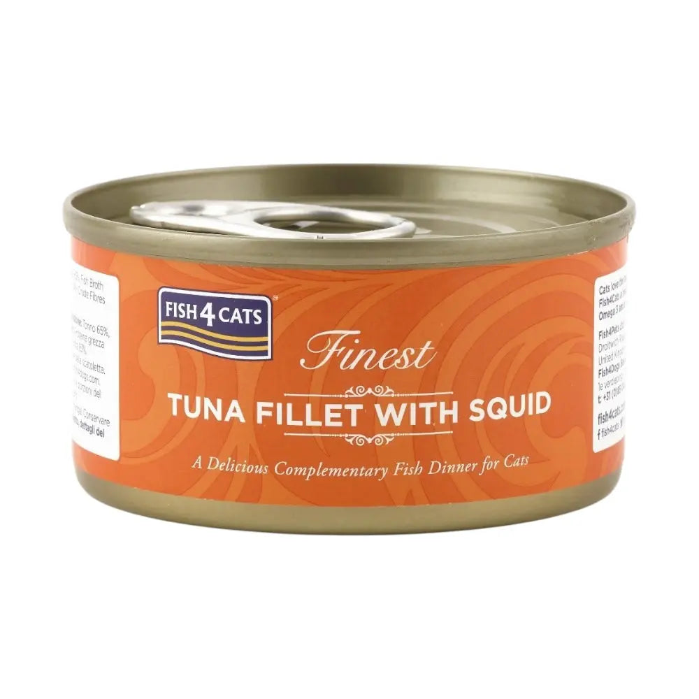 Fish4Cats Finest Tuna Fillet With Squid 70g x 10 FISH4PET