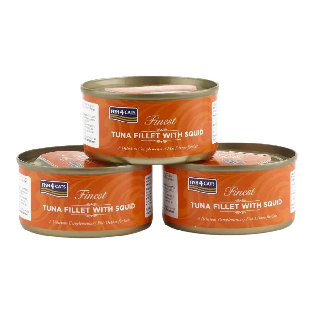 Fish4Cats Finest Tuna Fillet With Squid 70g x 10 FISH4PET