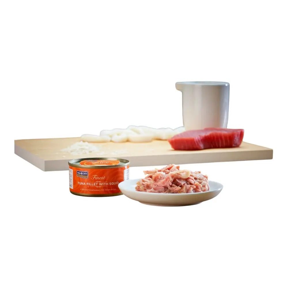 Fish4Cats Finest Tuna Fillet With Squid 70g x 10 FISH4PET