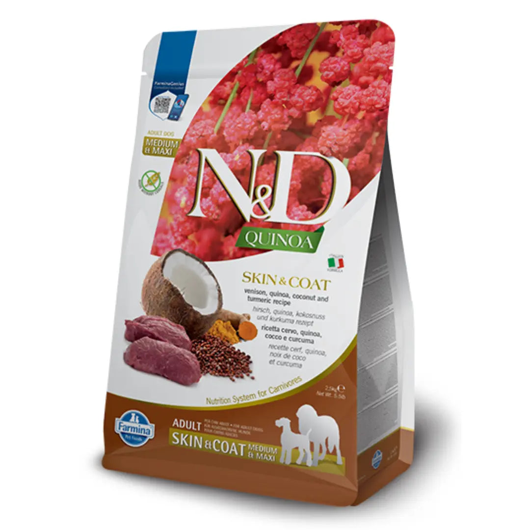 N&D Quinoa Skin & Coat Cervo, Cocco & Curcuma Farmina