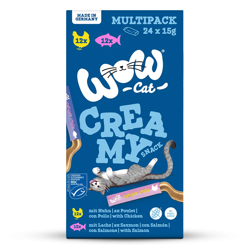 Wow Cat Creamy Snack Multipack Pollo e Salmone Wow Cat