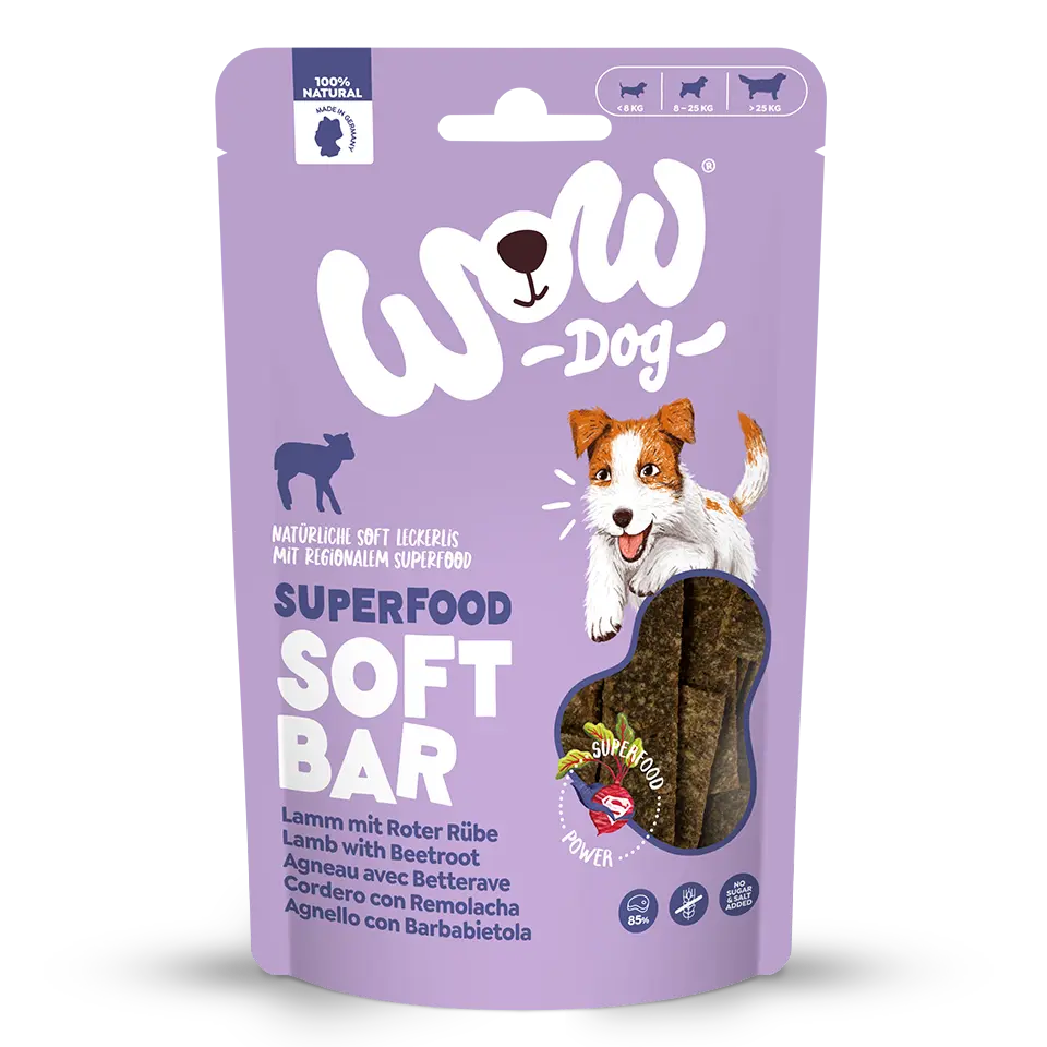 Wow Dog SUPERFOOD Soft Bar Agnello con barbabietola rossa Wow Dog
